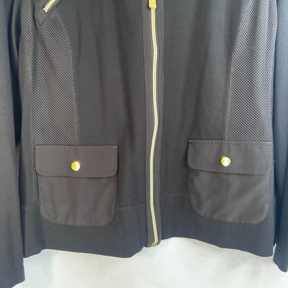 Chicos Zenergy Gold Zip Black Jacket Mesh Accents Casual Basic Size 2-12/14 - Picture 5 of 12